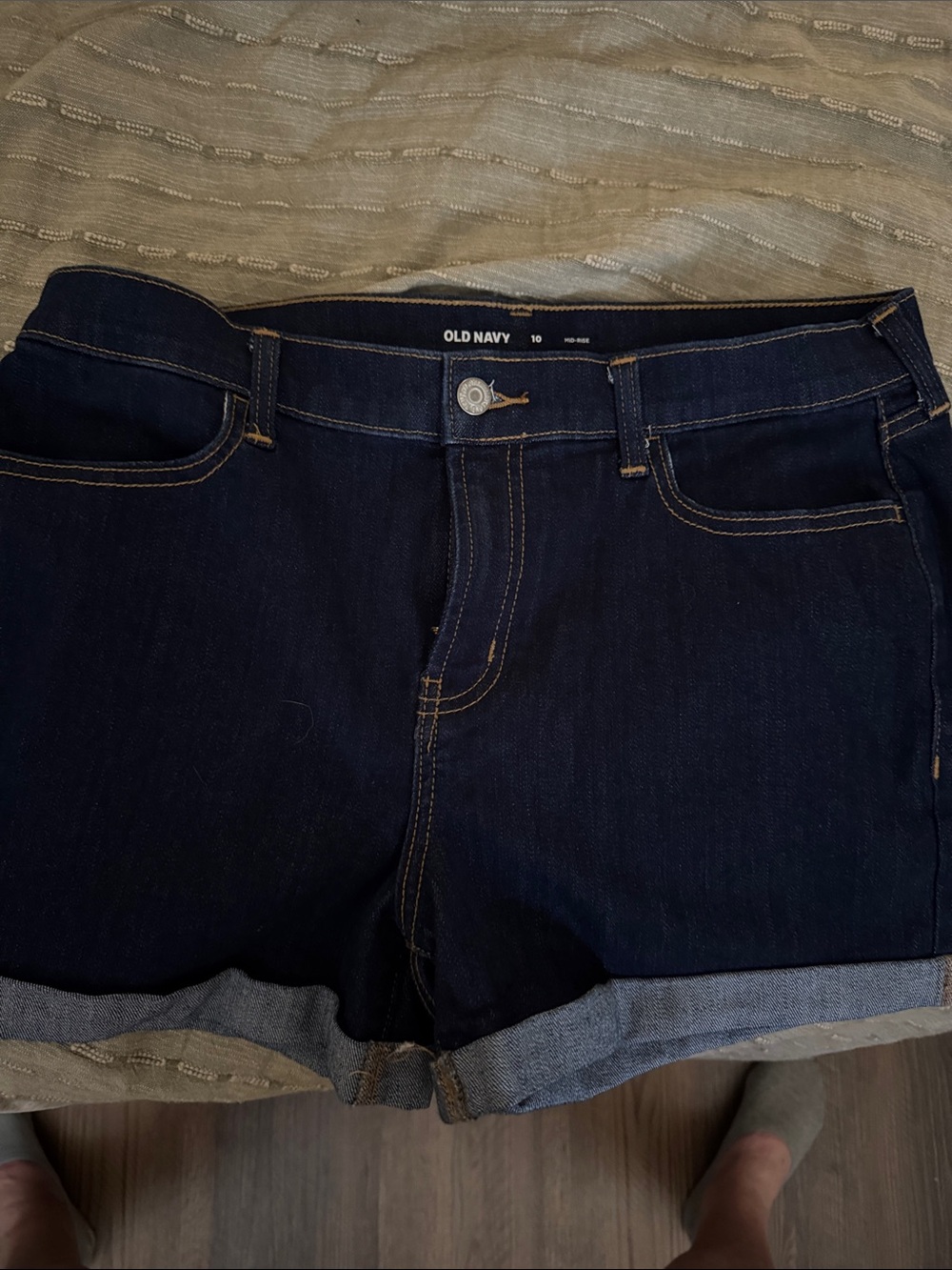 Old Navy Dark Blue Rolled Hem Denim Shorts